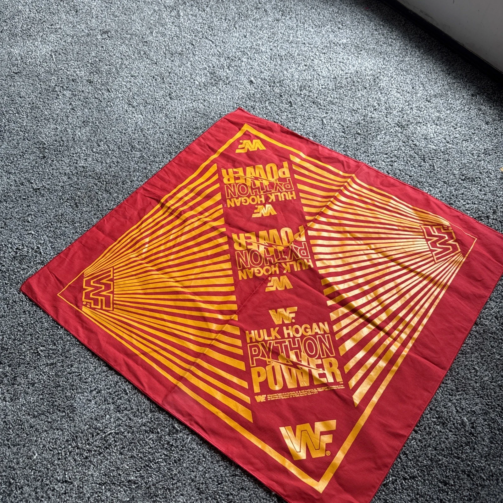 WWF Hulk Hogan Python Power Red Yellow Bandana Vintage