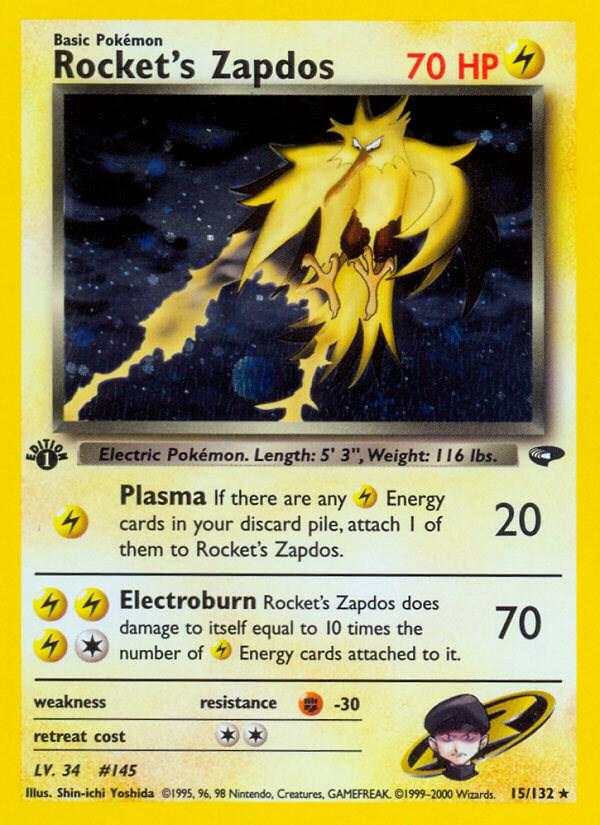 Rocket's Zapdos (Gym Challenge) #15 1st Edition