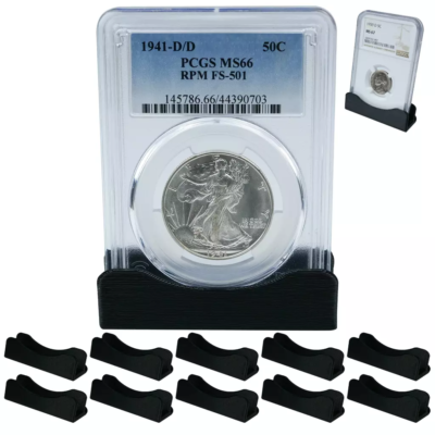 (10) Coin Slab Holder Display Stand PCGS NGC Case Storage Box Plastic ICG WHITE