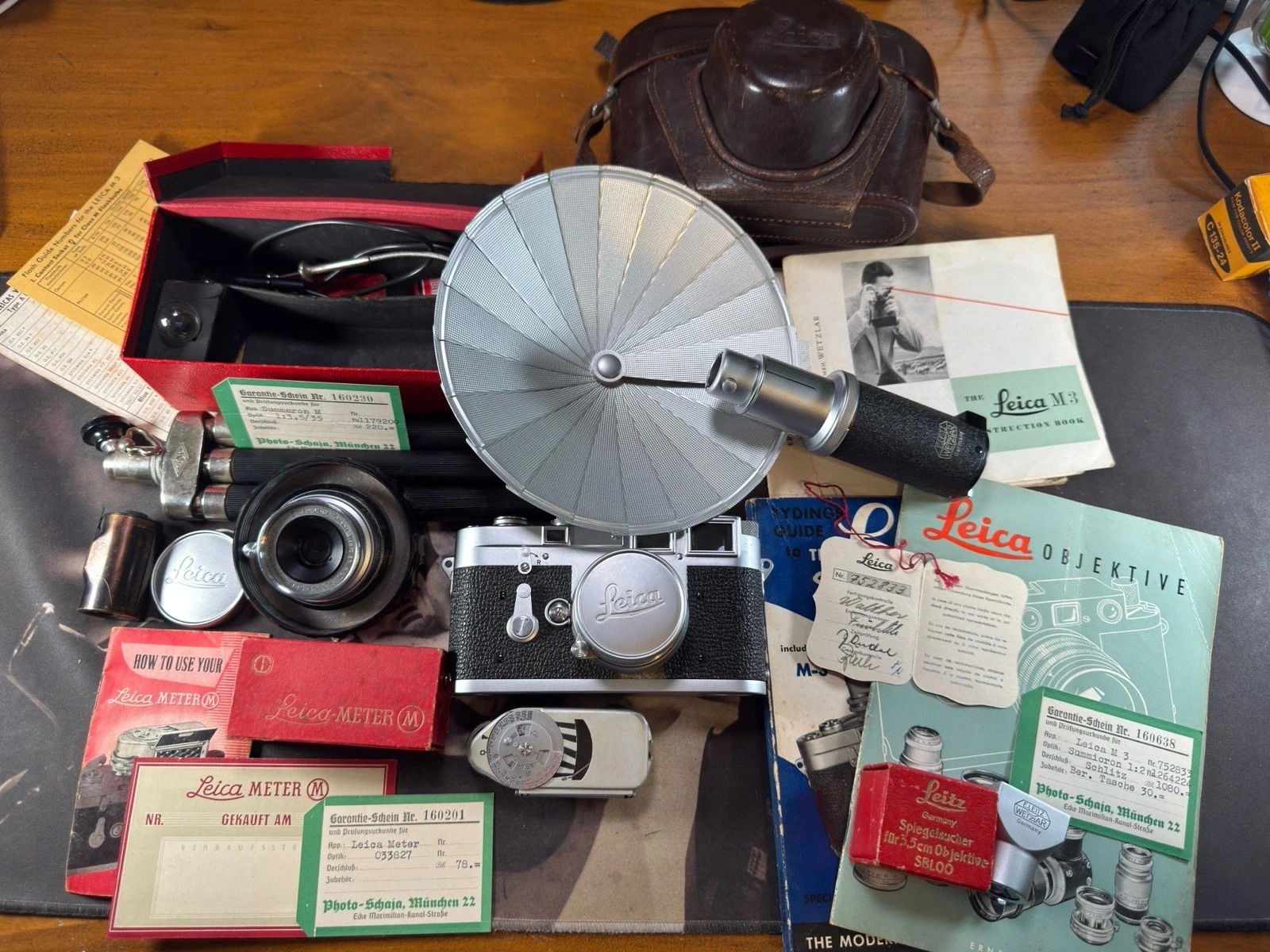 Leica M3 Rangefinder Camera Outfit With Leica Meter MC And Accessories