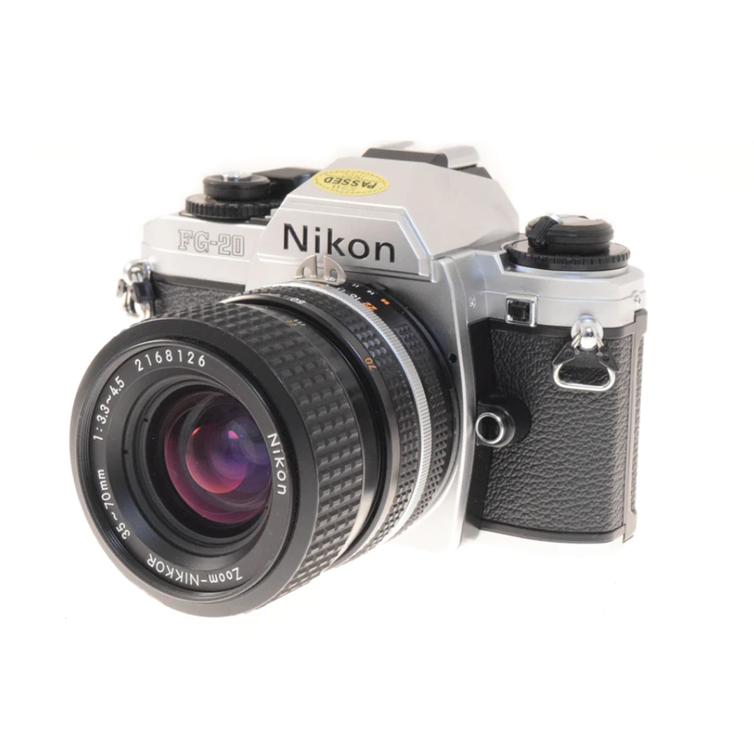 Nikon FG-20 35mm SLR Camera Body With Zoom-Nikkor 35-70mm F/3.3-4.5 AI-S Lens