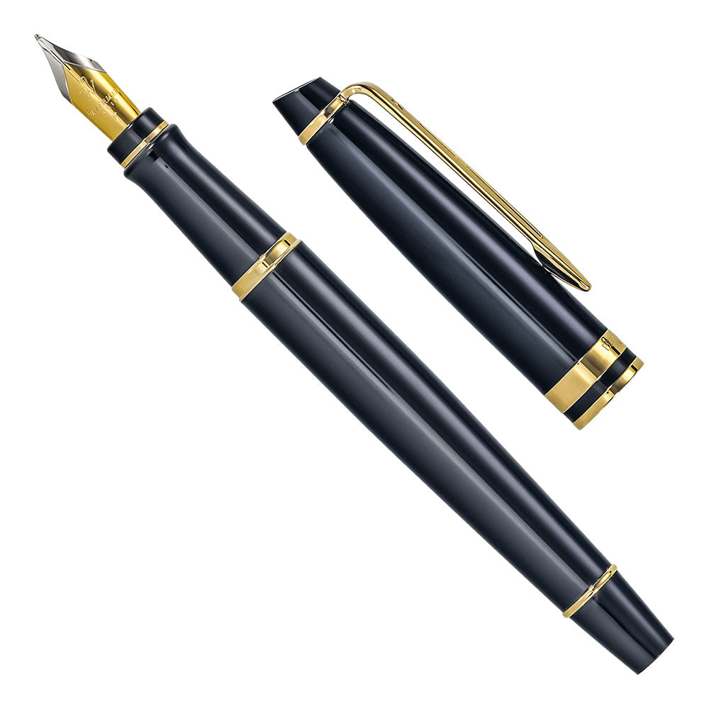 Waterman Paris Black Lacquer Gold Trim Fountain Pen