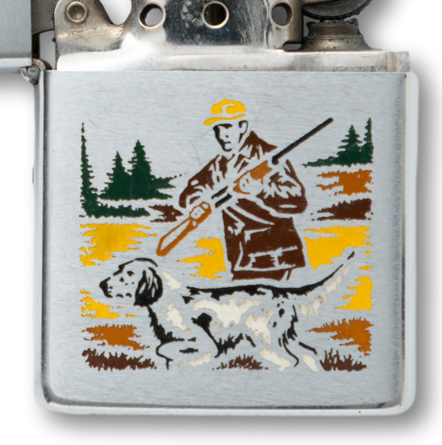 Zippo Hunting Scene Lighter Gold Wash Dog And Hunter