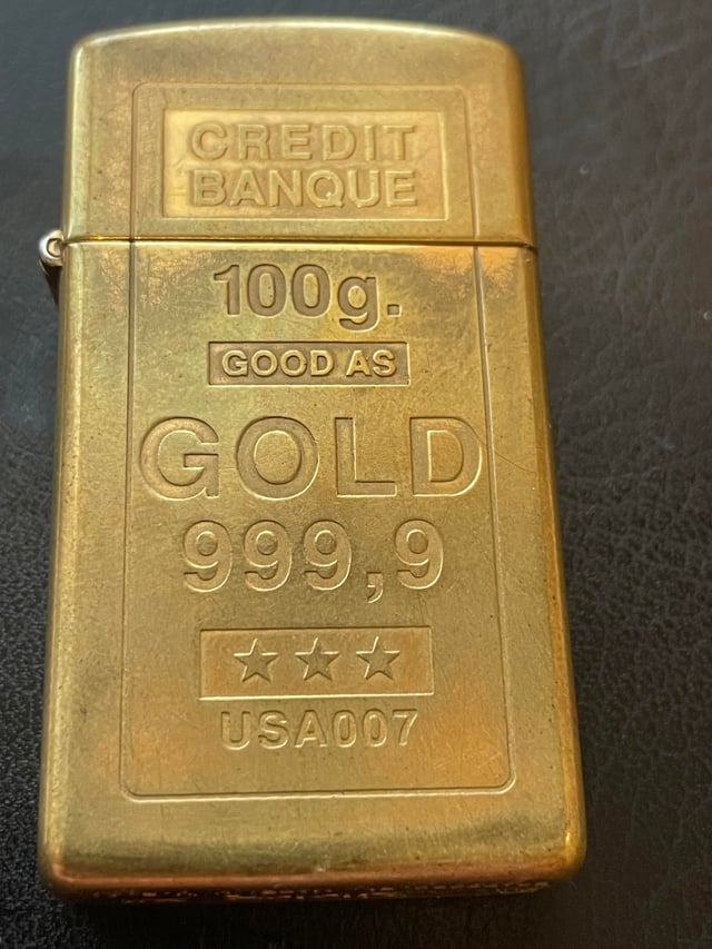 Zippo Slim Gold Bar Credit Banque 100g GOLD 999,9 Lighter