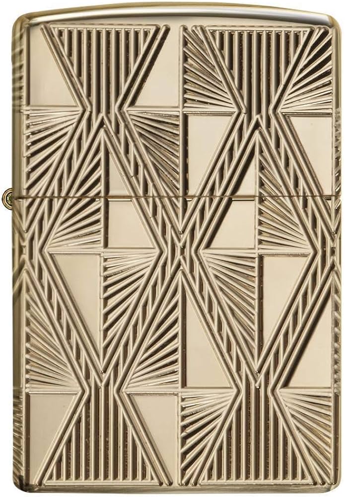 Zippo Slim Lighter Gold Geometric Engraved Pattern