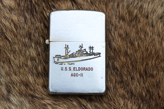 Zippo Slim Lighter USS Eldorado AGC-11 Pacific Ocean