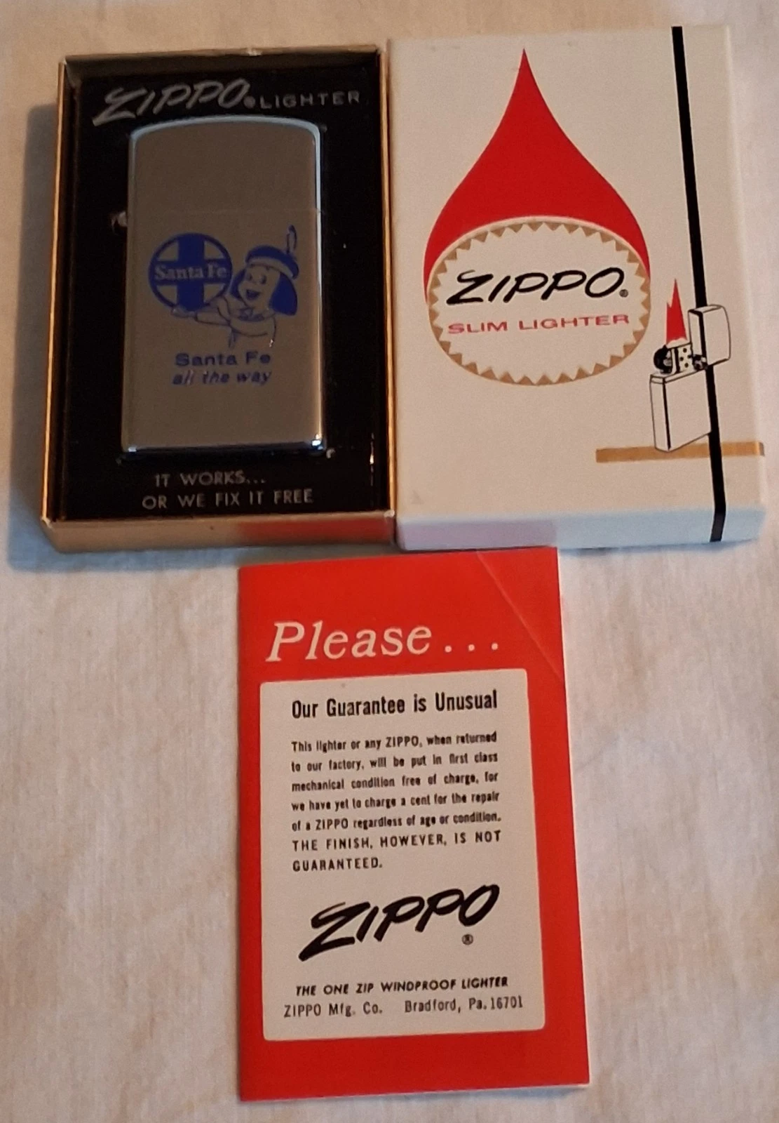 Zippo Slim Santa Fe Railway Lighter