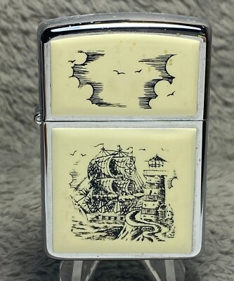 Zippo Slim Scrimshaw Ship Lighter
