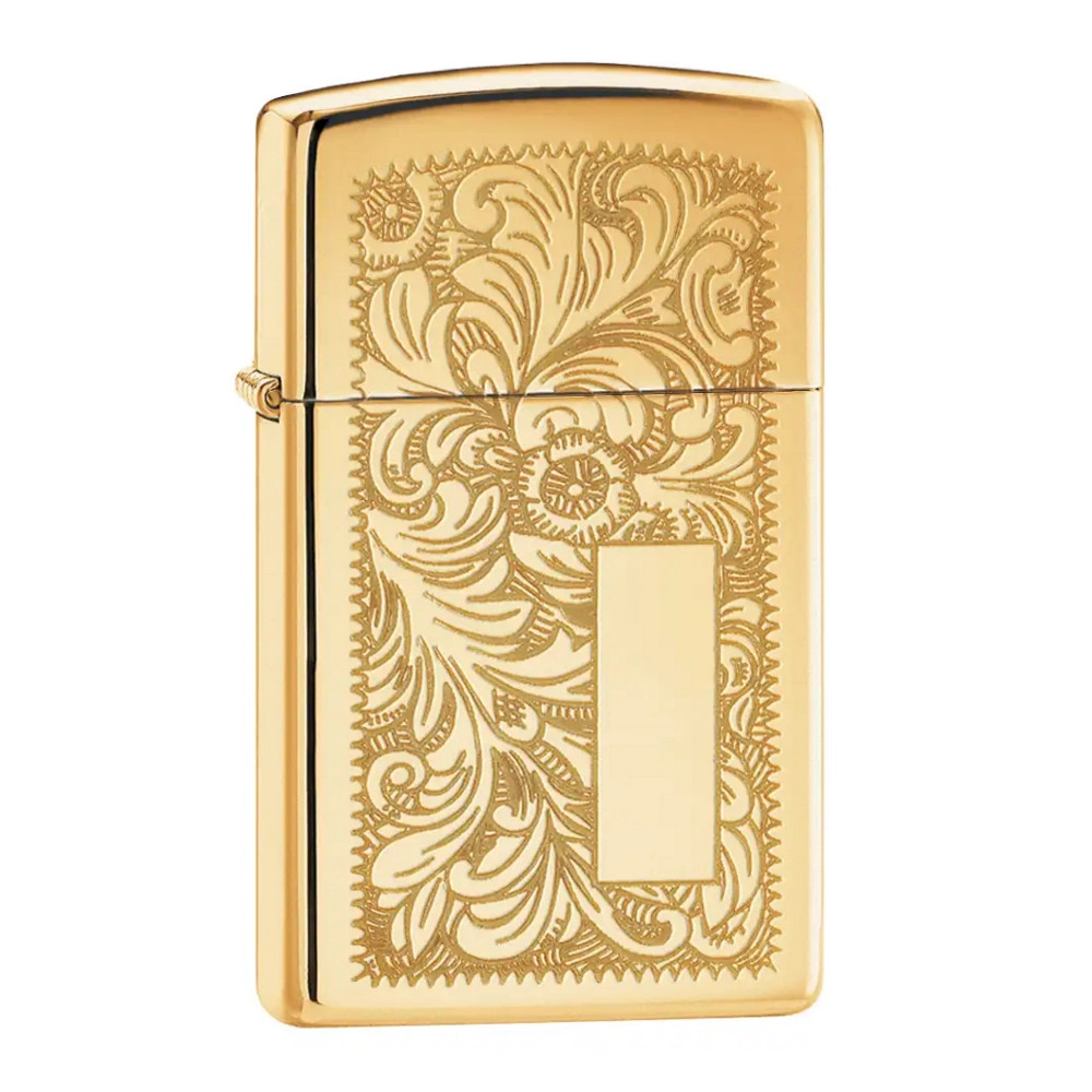 Zippo Slim Venetian Scroll Engraved Brass Lighter