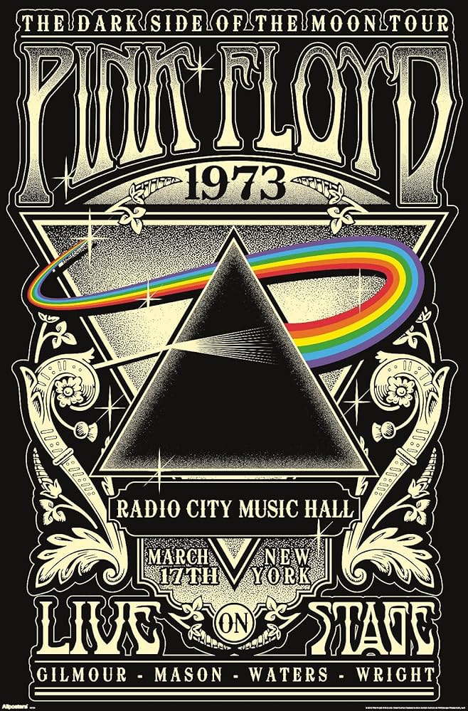 Pink Floyd Dark Side Of The Moon Original 1973 Poster With Stickers