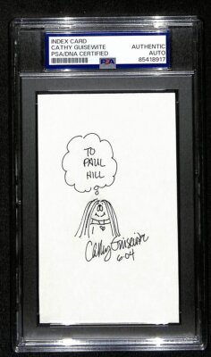 Cathy Guisewite Autographed Baseball With Hand-Drawn Cathy Cartoon Sketch, Inscribed 'To Theo' Dated 4-29-00