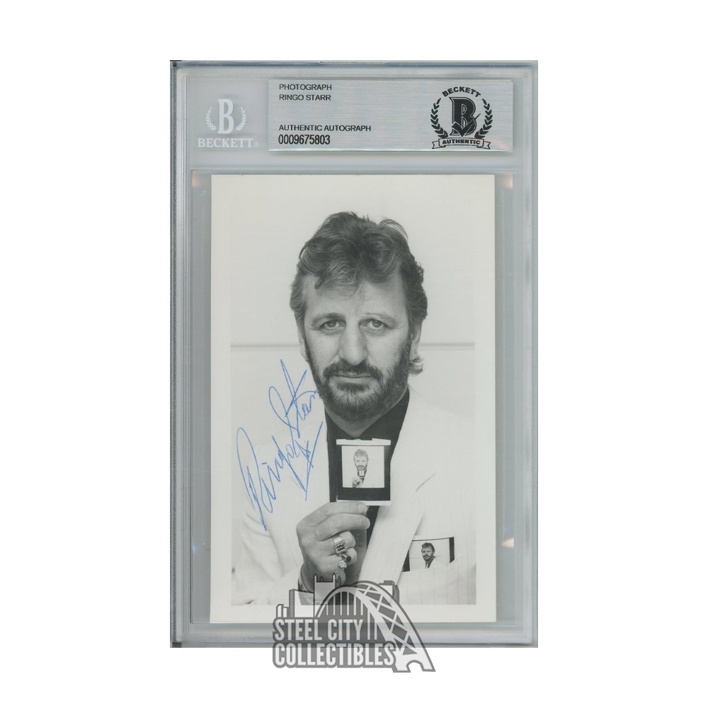 Ringo Starr Signed Black And White Promo Photo (PSA/DNA Authenticated)