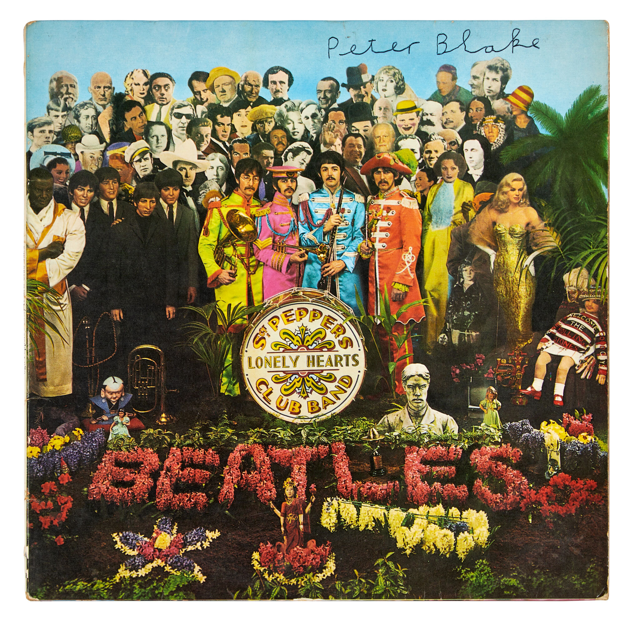 The Beatles Sgt. Pepper'S Lonely Hearts Club Band Album Cover Collection Postcard Signed By Peter Blake