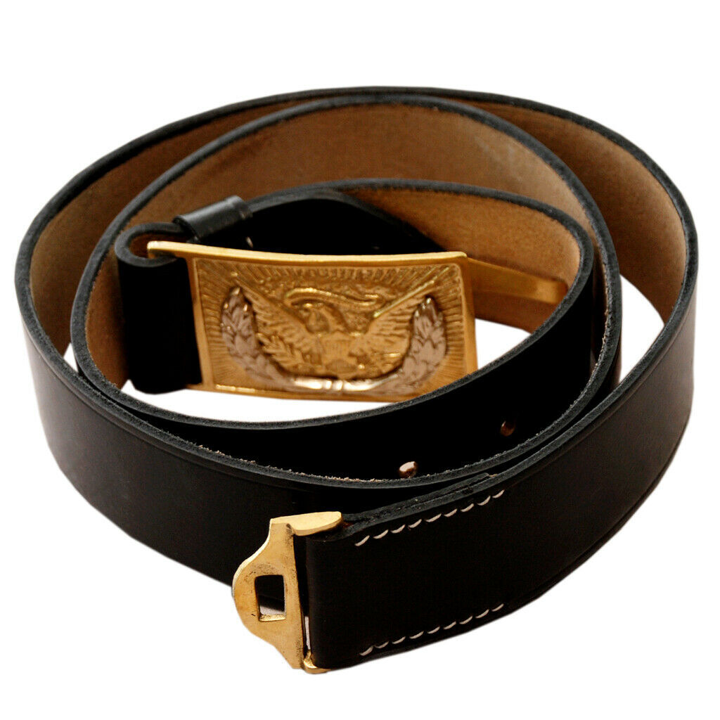 Civil War Union Brass Belt Buckle with Leather Belt