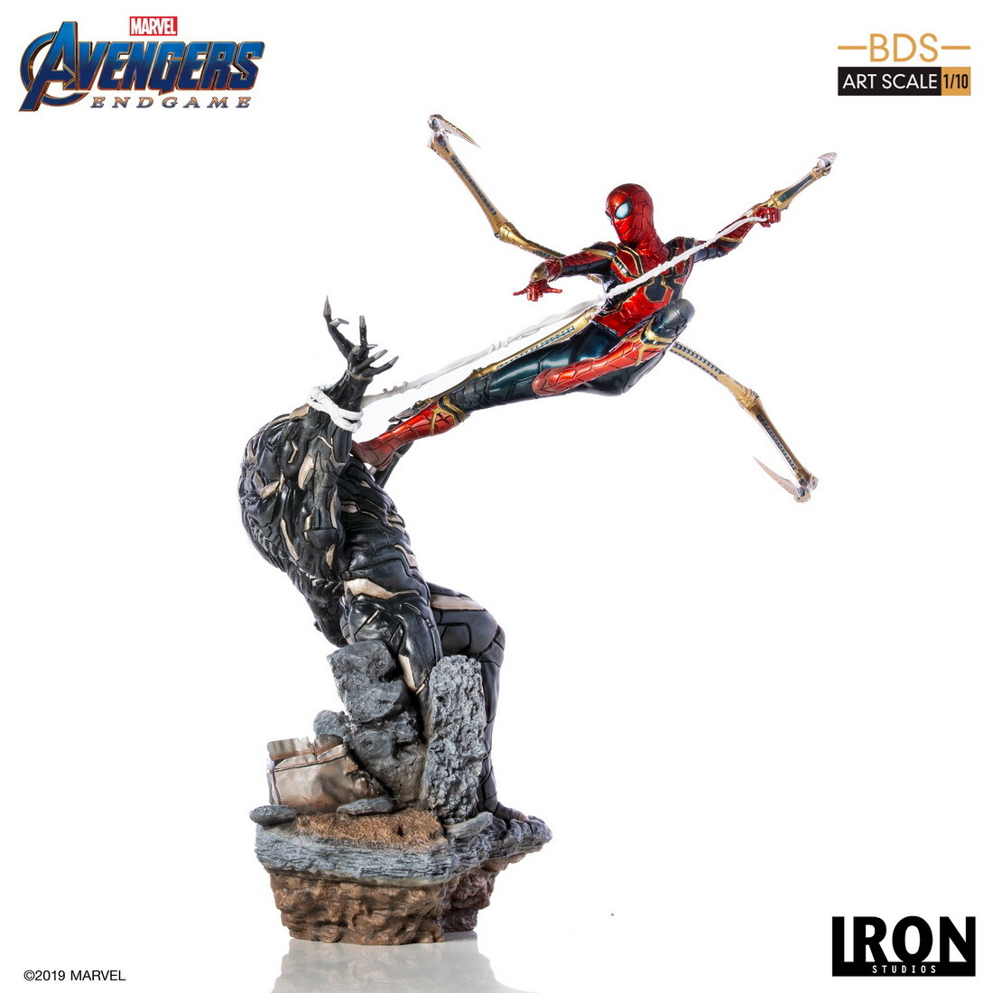 Iron Studios Avengers: Endgame Iron Spider Man Vs Outrider 1/10 Statue US SHIP