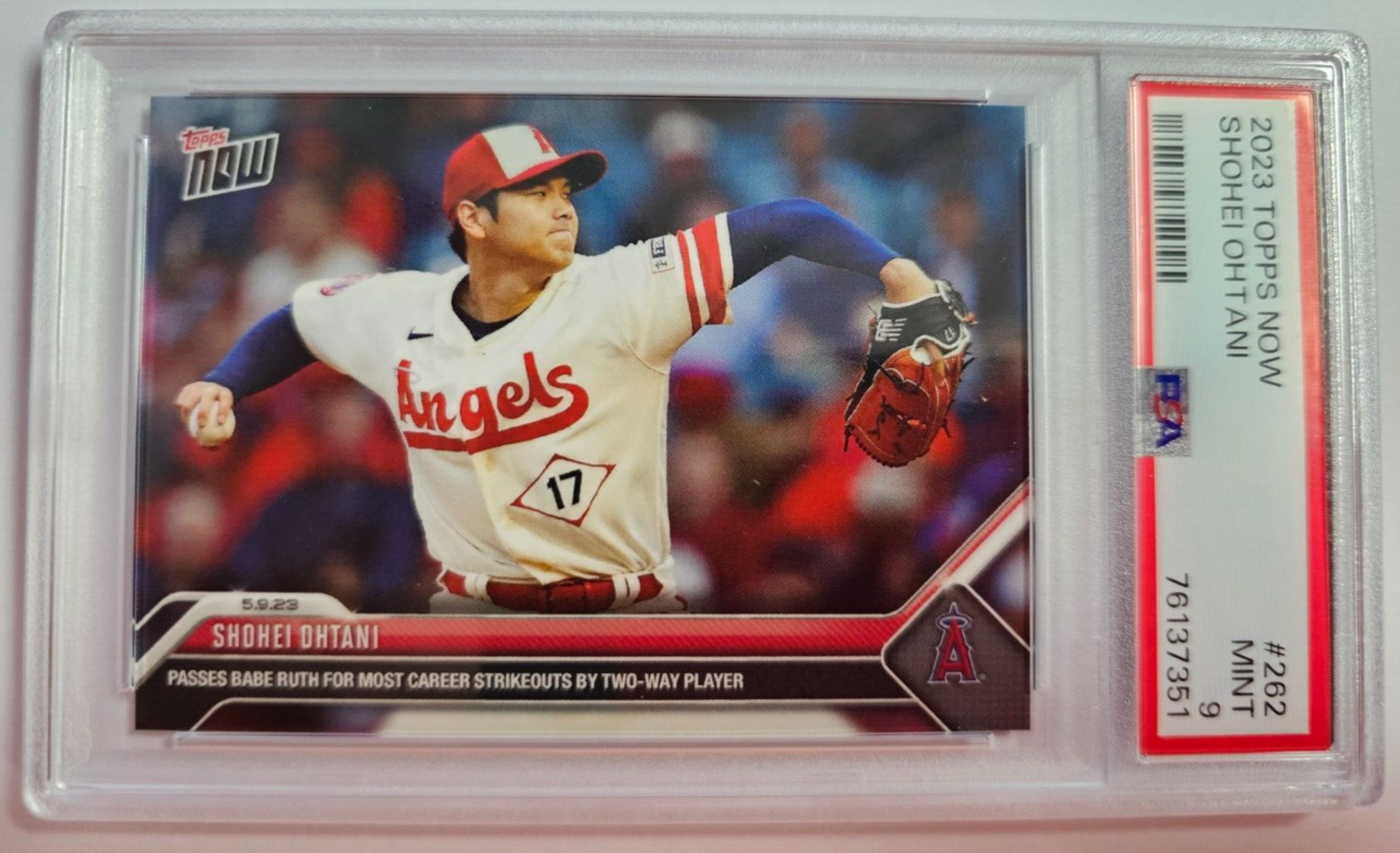 2023 Topps Now #262 Shohei Ohtani Passes Ruth 4 Most K's SP