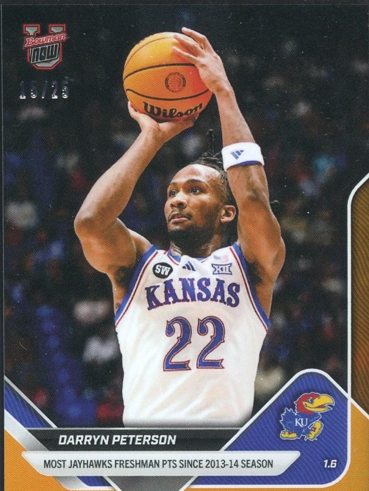 2025 BOWMAN U NOW #47 DARRYN PETERSON #1 KANSAS Rookie RC