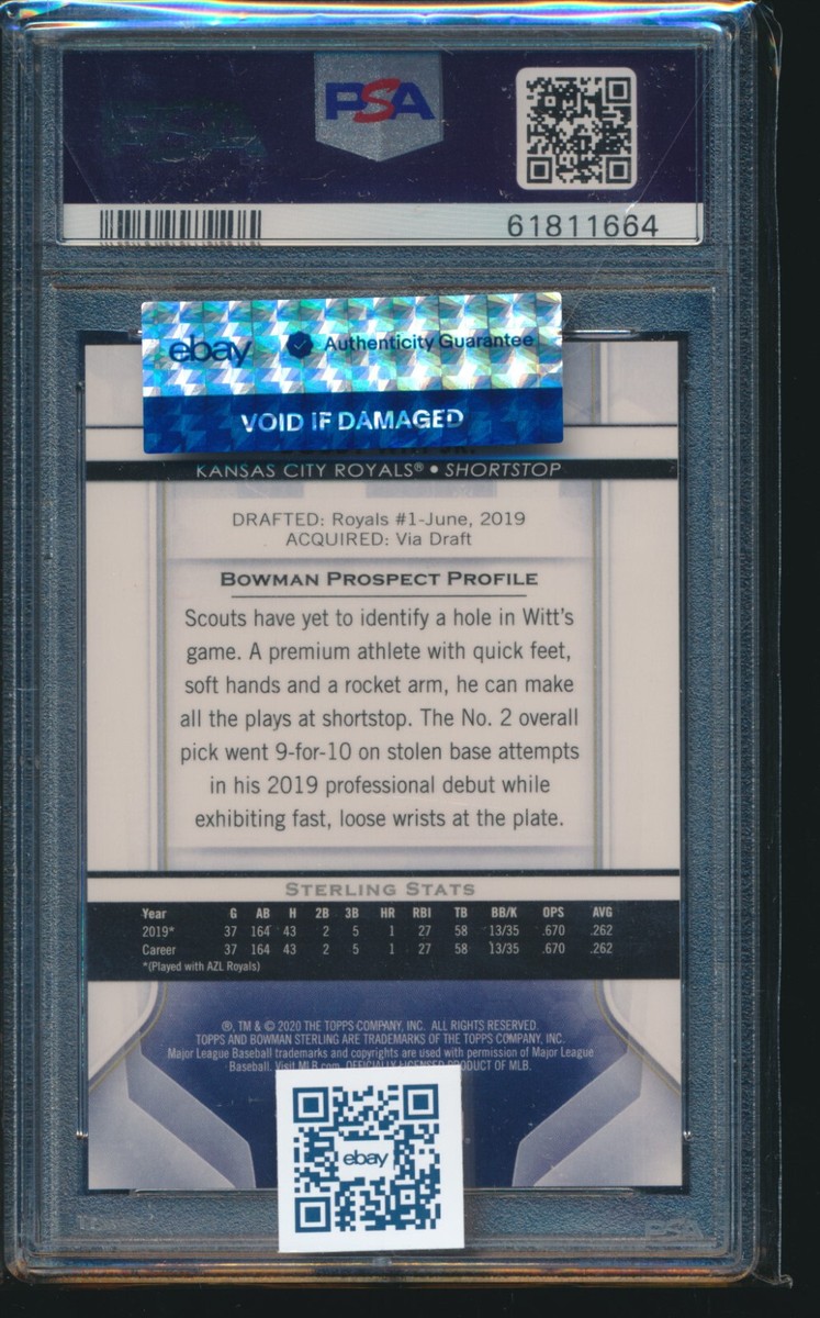 Bobby Witt Jr. 2020 Bowman Sterling BLUE REFRACTOR #/25 RC