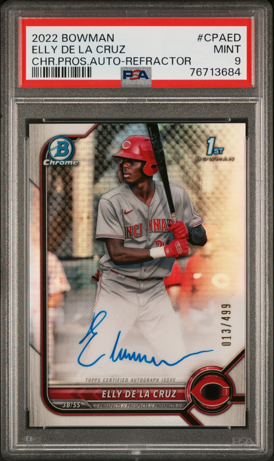 ELLY DE LA CRUZ 2022 Bowman Chrome Draft REFRactor/499 Rookie Card RC