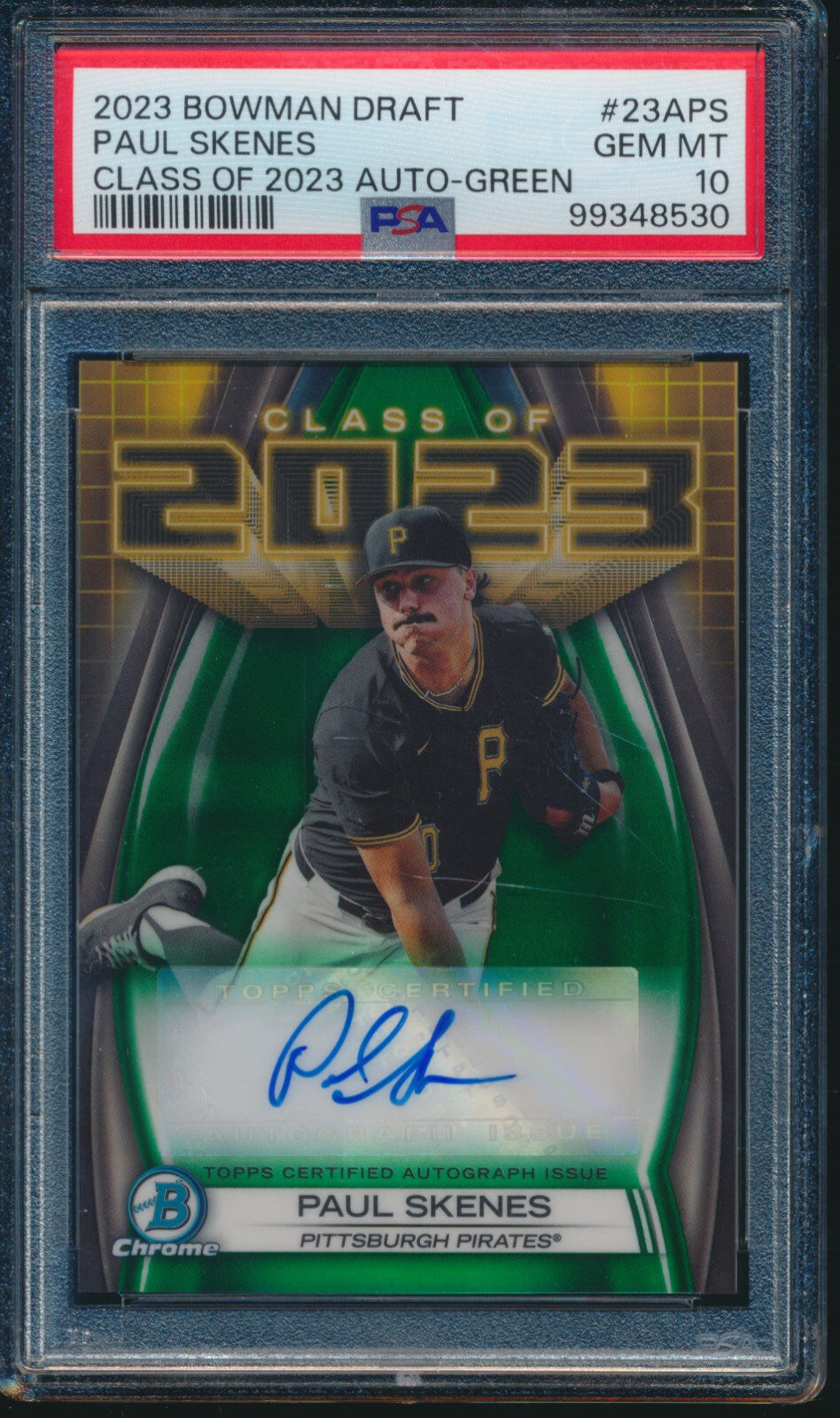PAUL SKENES AUTO 2023 Bowman Chrome GREEN REFRACTOR/99