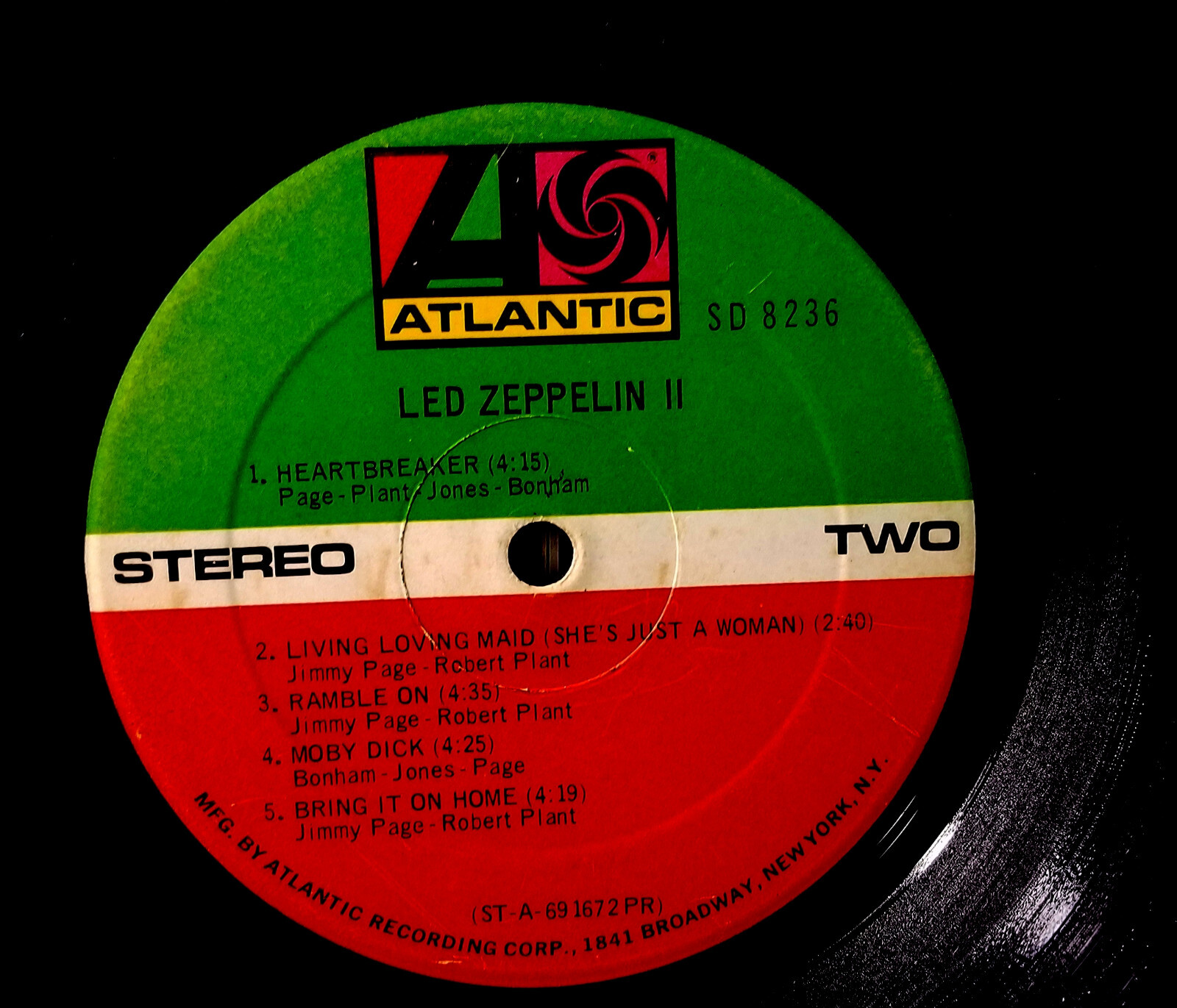 Led Zeppelin - Led Zeppelin II SD 8236 US Green/Red Atlantic Label