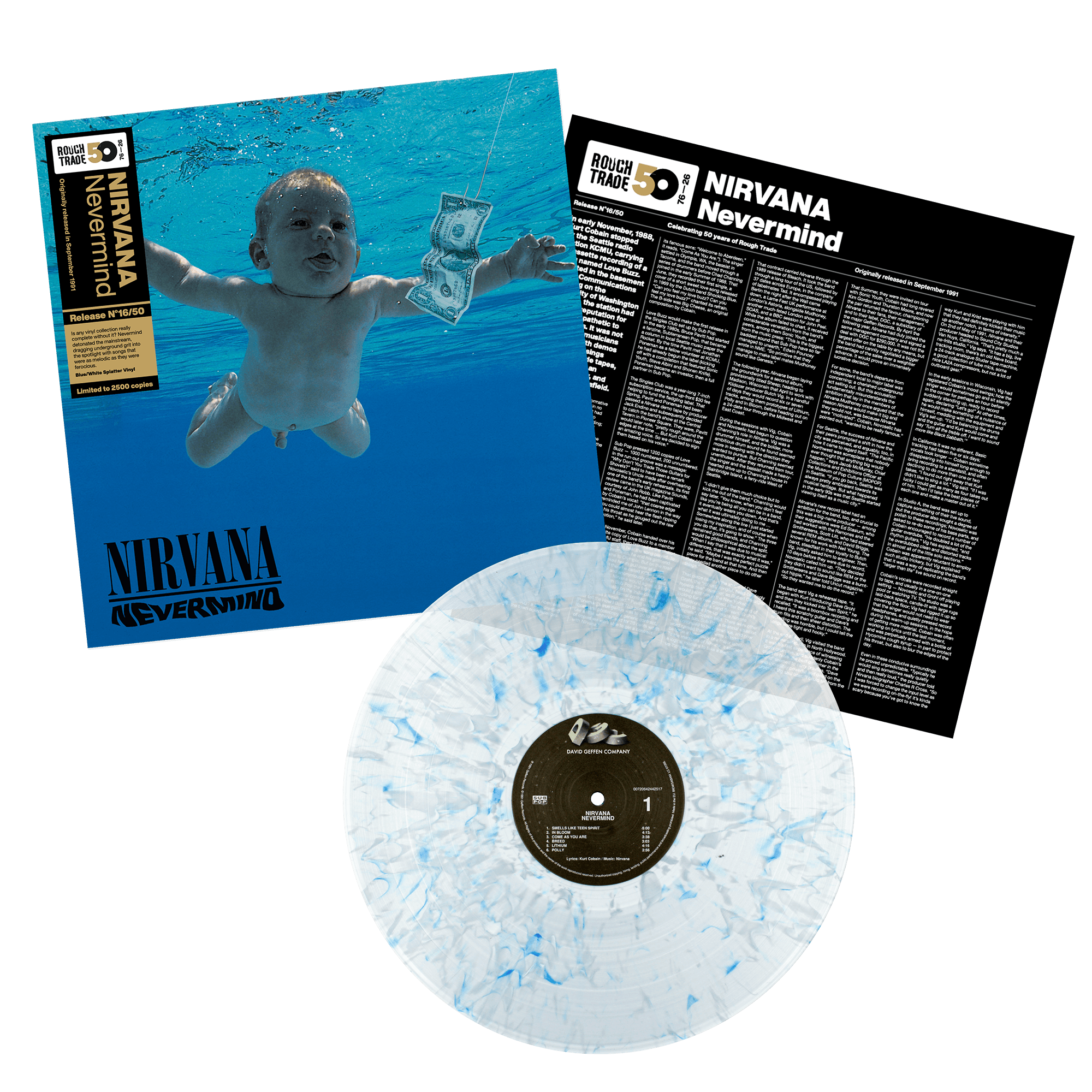 Nirvana Nevermind Rough Trade 50 Edition Blue/White Splatter Vinyl LP