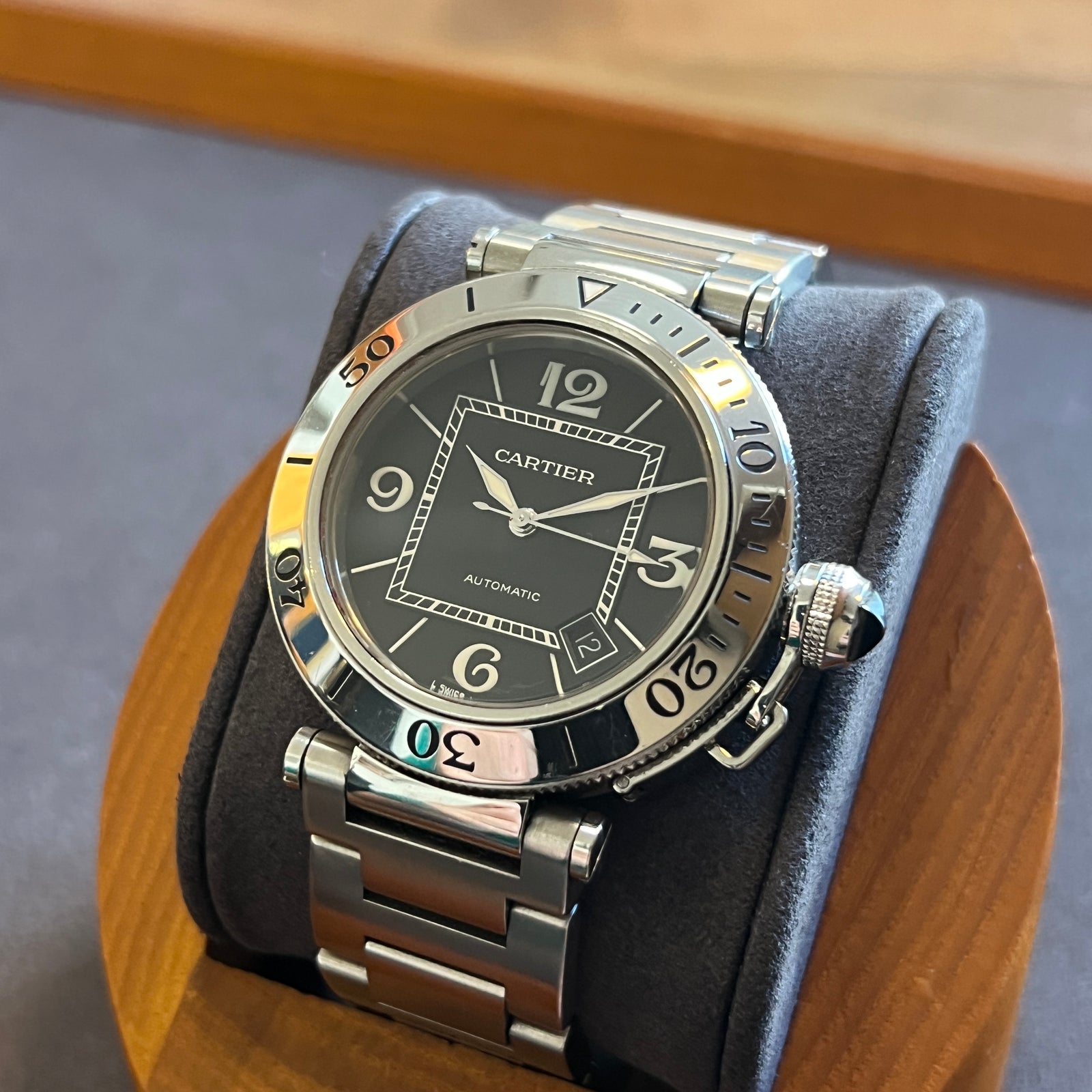 Cartier Pasha Seatimer 2790 40mm Black Dial Automatic Steel Men's Watch & Box