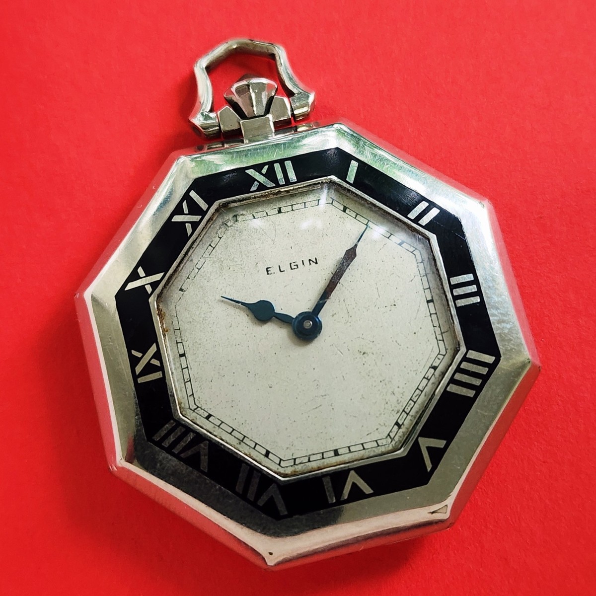 Elgin Art Deco Octagonal 7 Jewel Pocket Watch