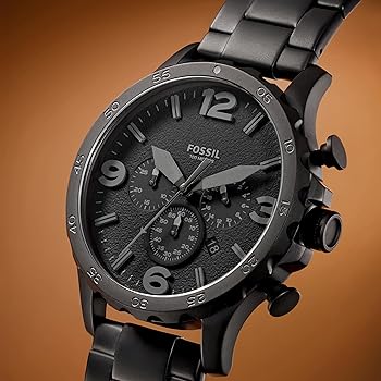 Fossil 'Nate' Chronograph Black Stainless Steel Watch (JR1401)