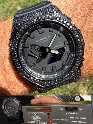 G-SHOCK CUSTOM MOISSANITE WATCH BLACK CLASSIC GA2100