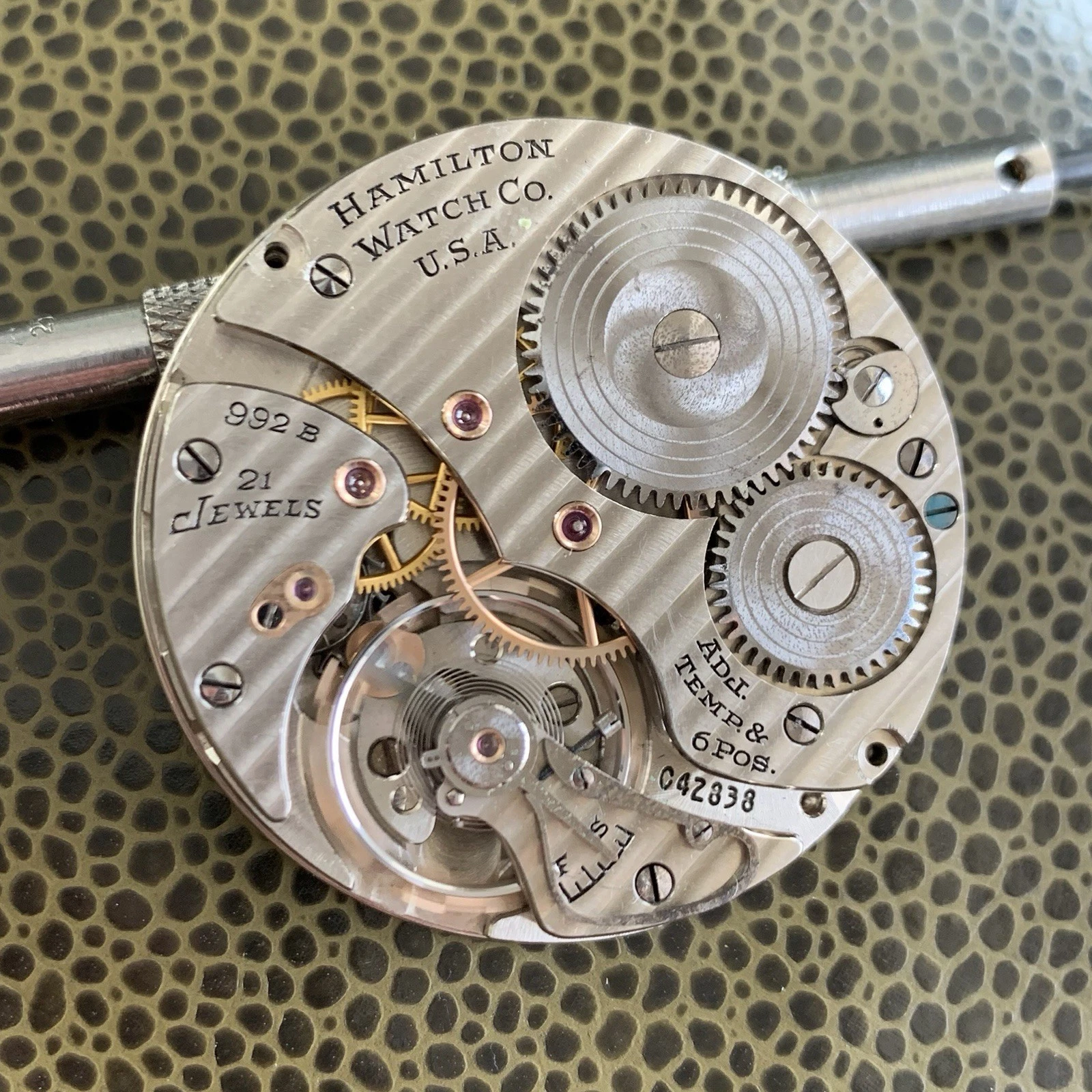 Hamilton 992B 16s 21 Jewels Railroad Pocket Watch Movement