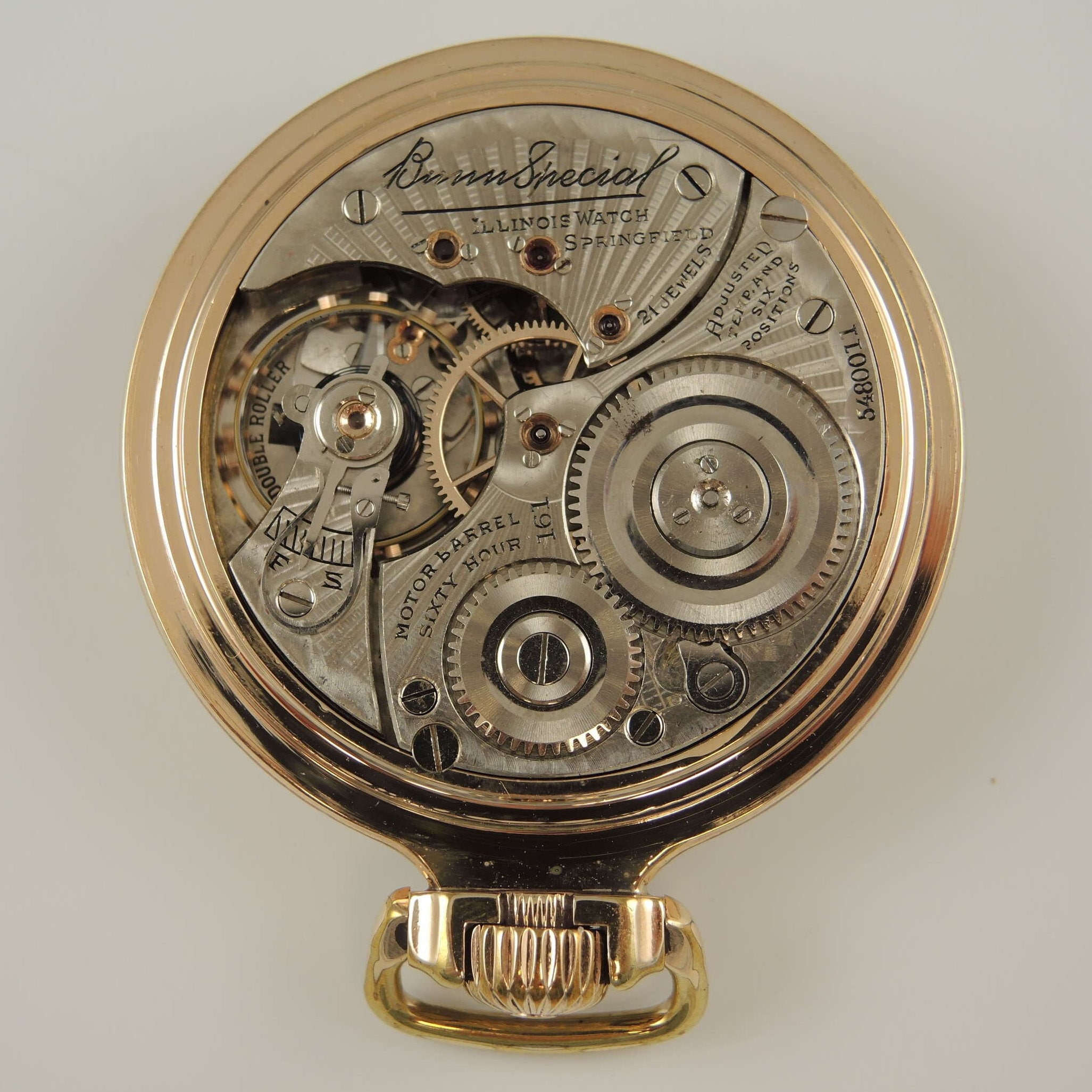 Illinois Bunn Special 21 Jewel Grade 161 Railroad Pocket Watch