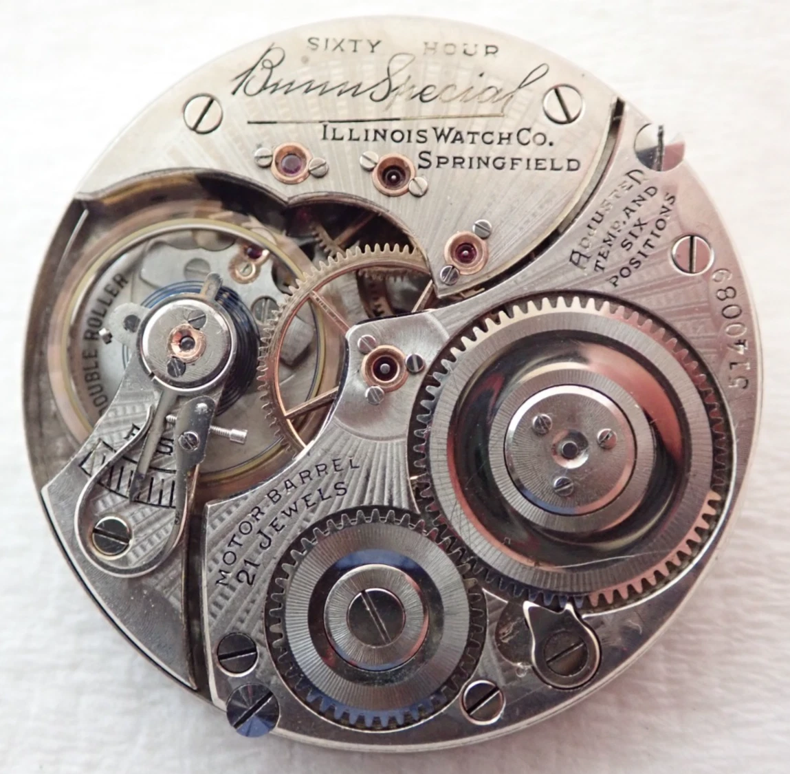 Illinois Bunn Special 21 Jewel Railroad Pocket Watch 16s