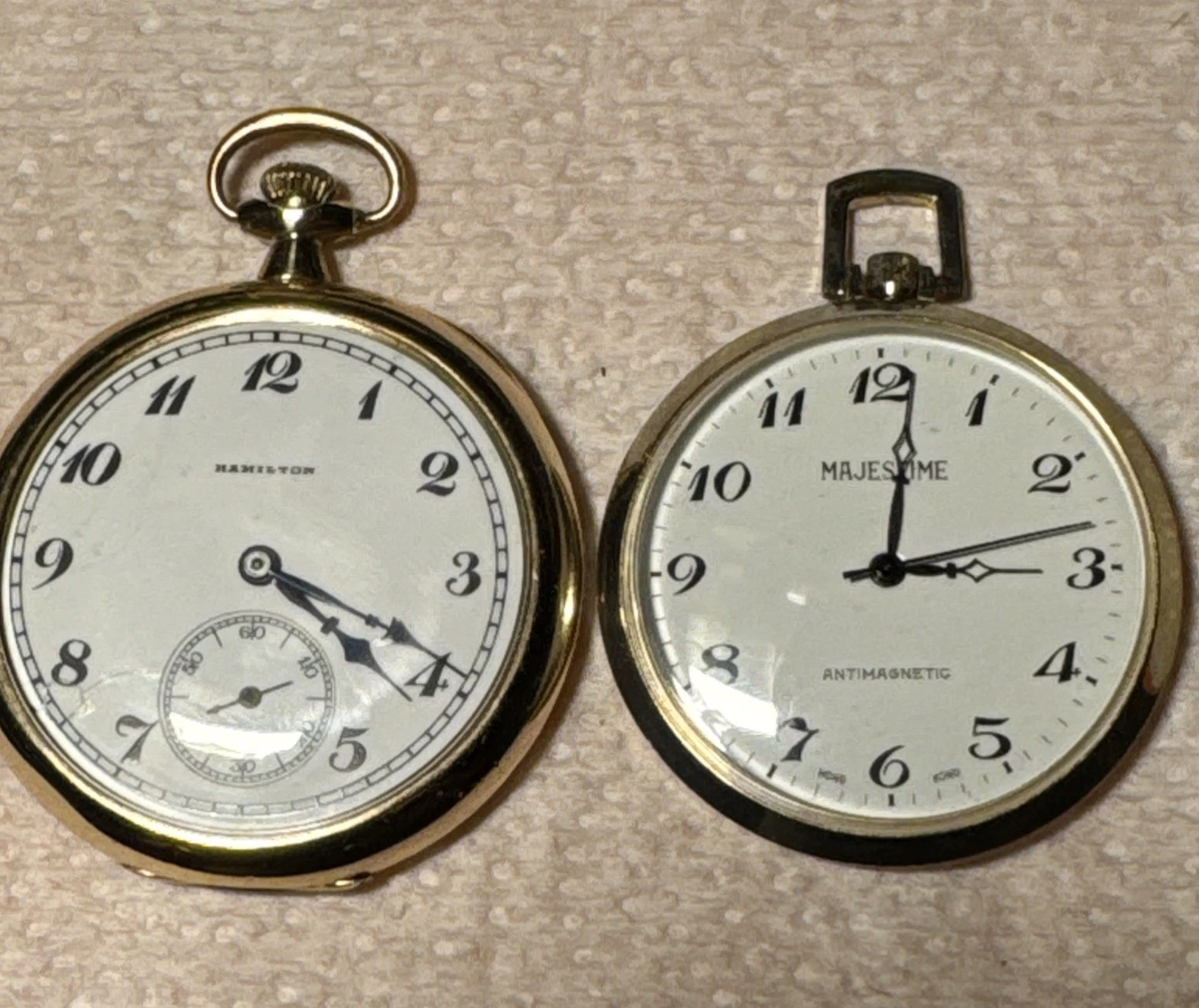 Lot Of 2 Pocket Watches: Hamilton And Majestime Antimagnetic