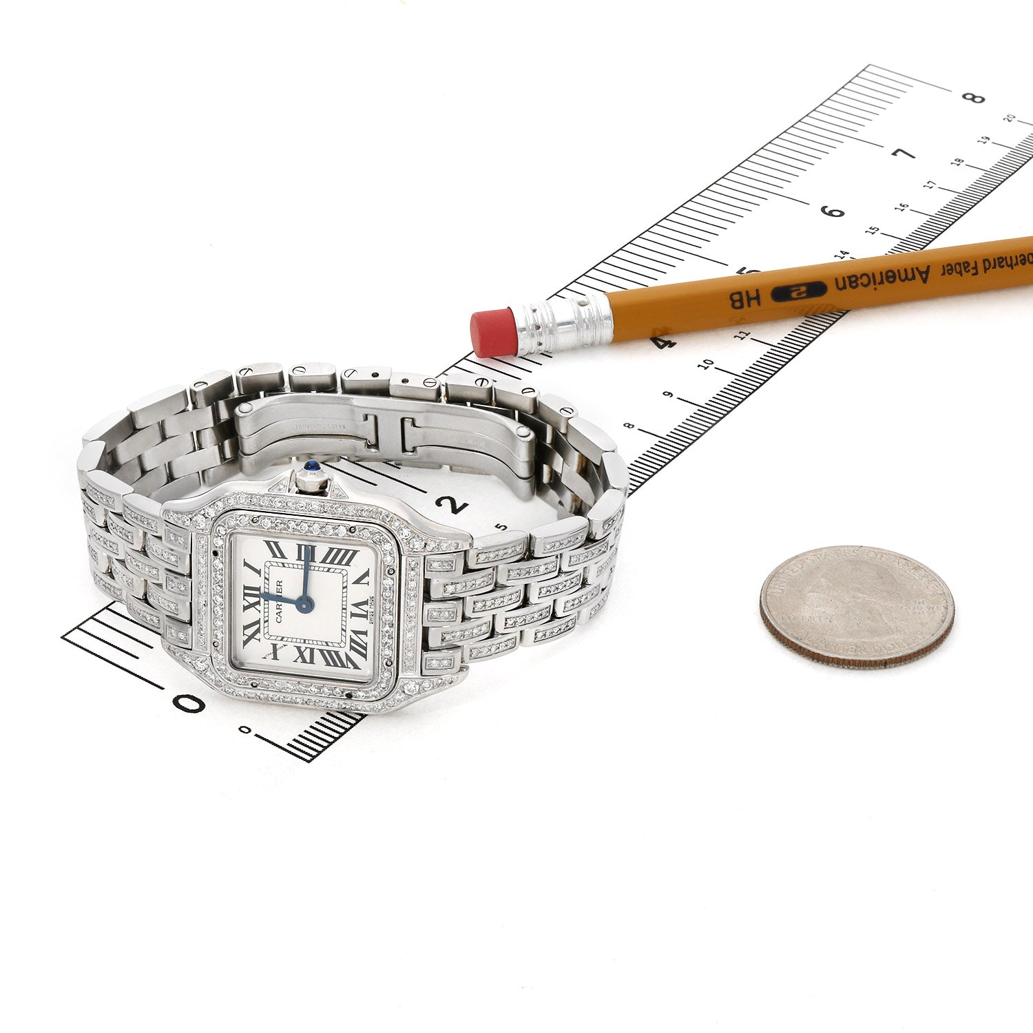 NEW 27mm Panthère De Cartier WSPN0007 5CTW Diamond Custom White Dial Watch