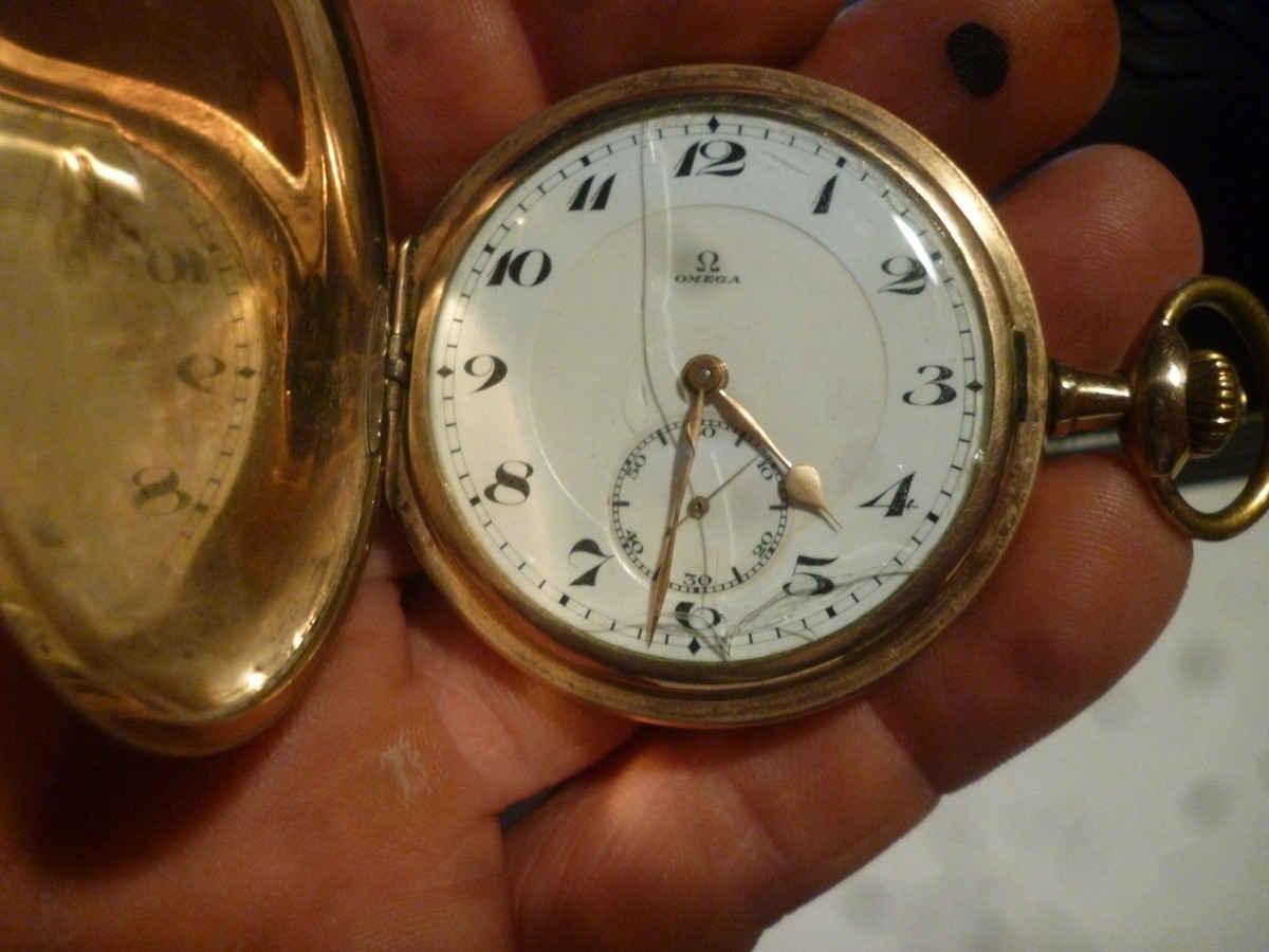 Omega Hunter Case Pocket Watch Gold Plated