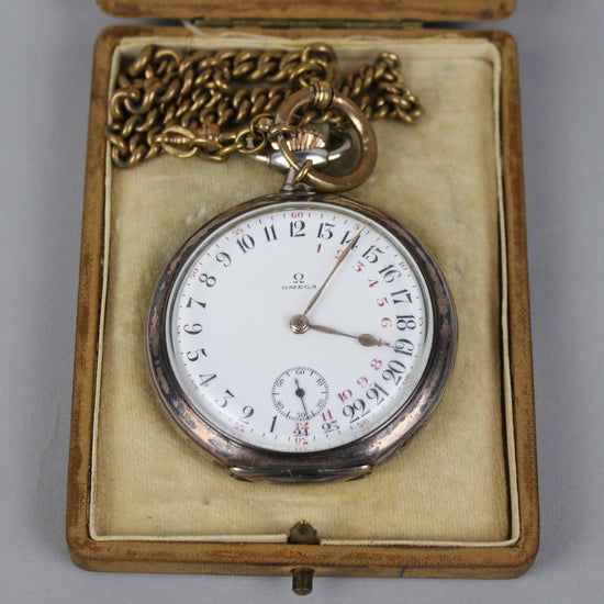 Omega Open Face 24-Hour Dial Pocket Watch
