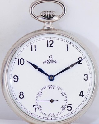 Omega Pocket Watch Movement With Enamel Dial