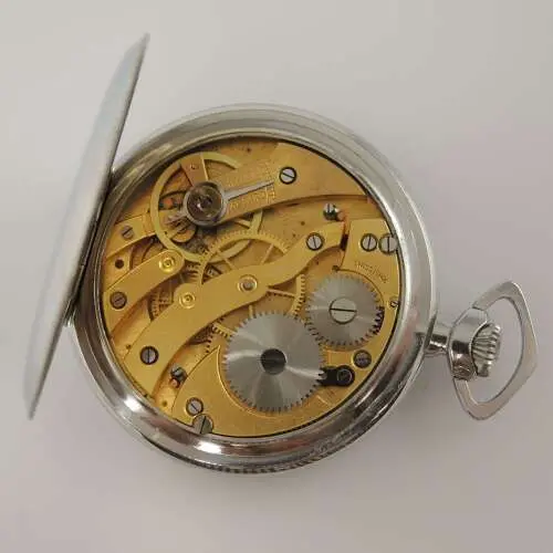 Swiss Pocket Watch Movement With Gilt Art Deco Dial